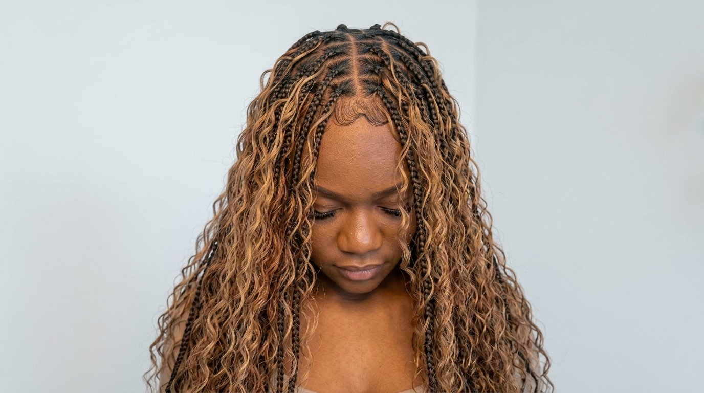 Knotless braids hair and braiding service at Deluxe Glow Esthetic Bar