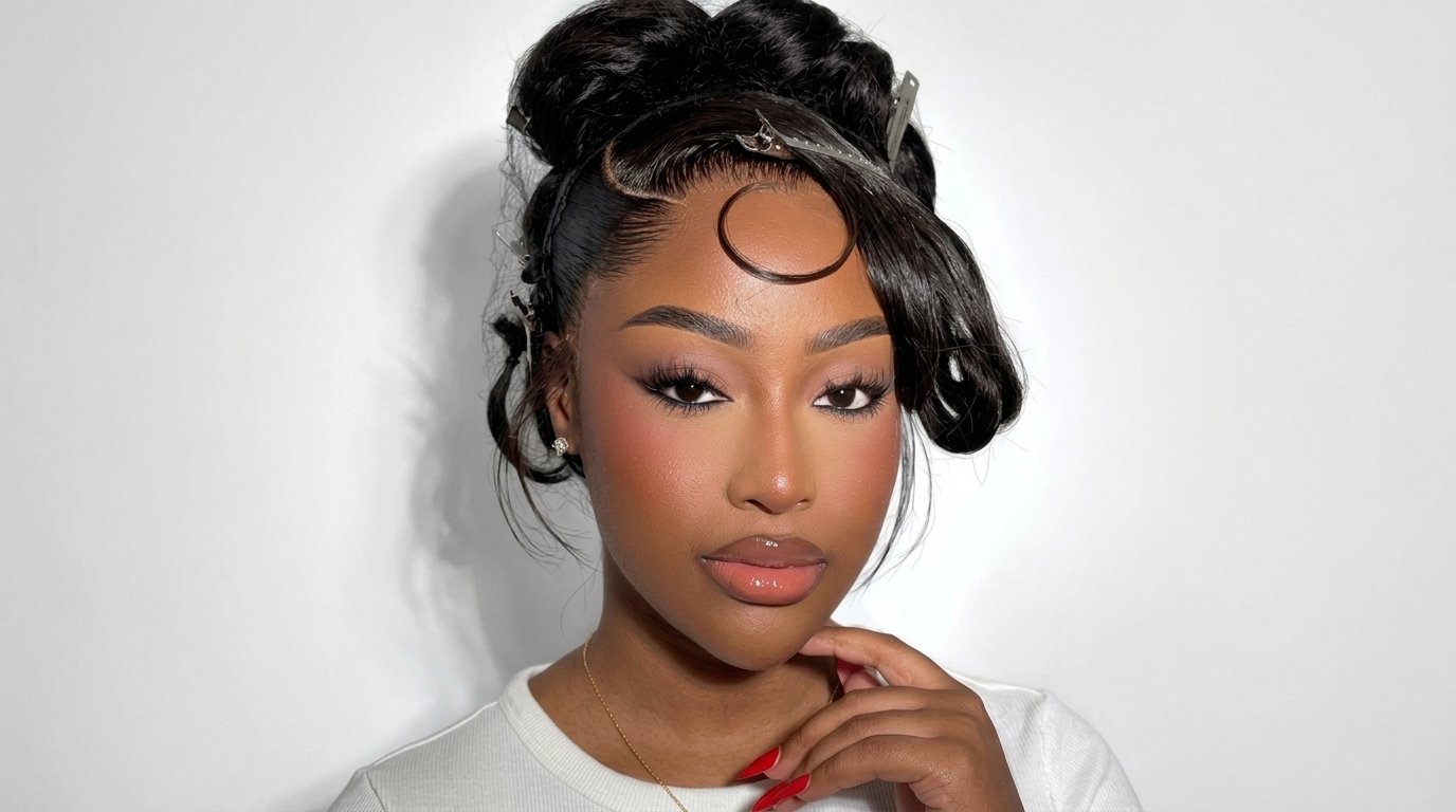 Full glam makeup service and transformation at Deluxe Glow Esthetic Bar