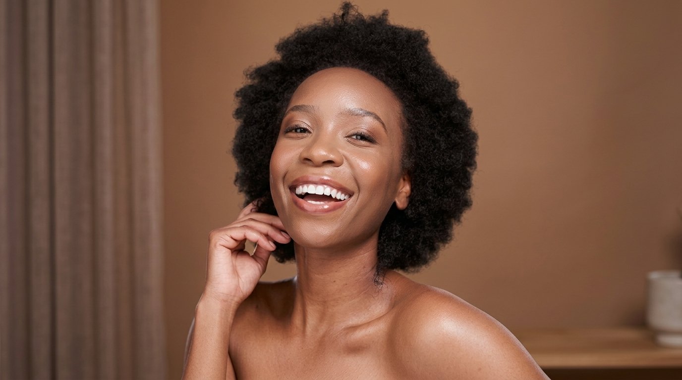 Glowing skin after a facial treatment