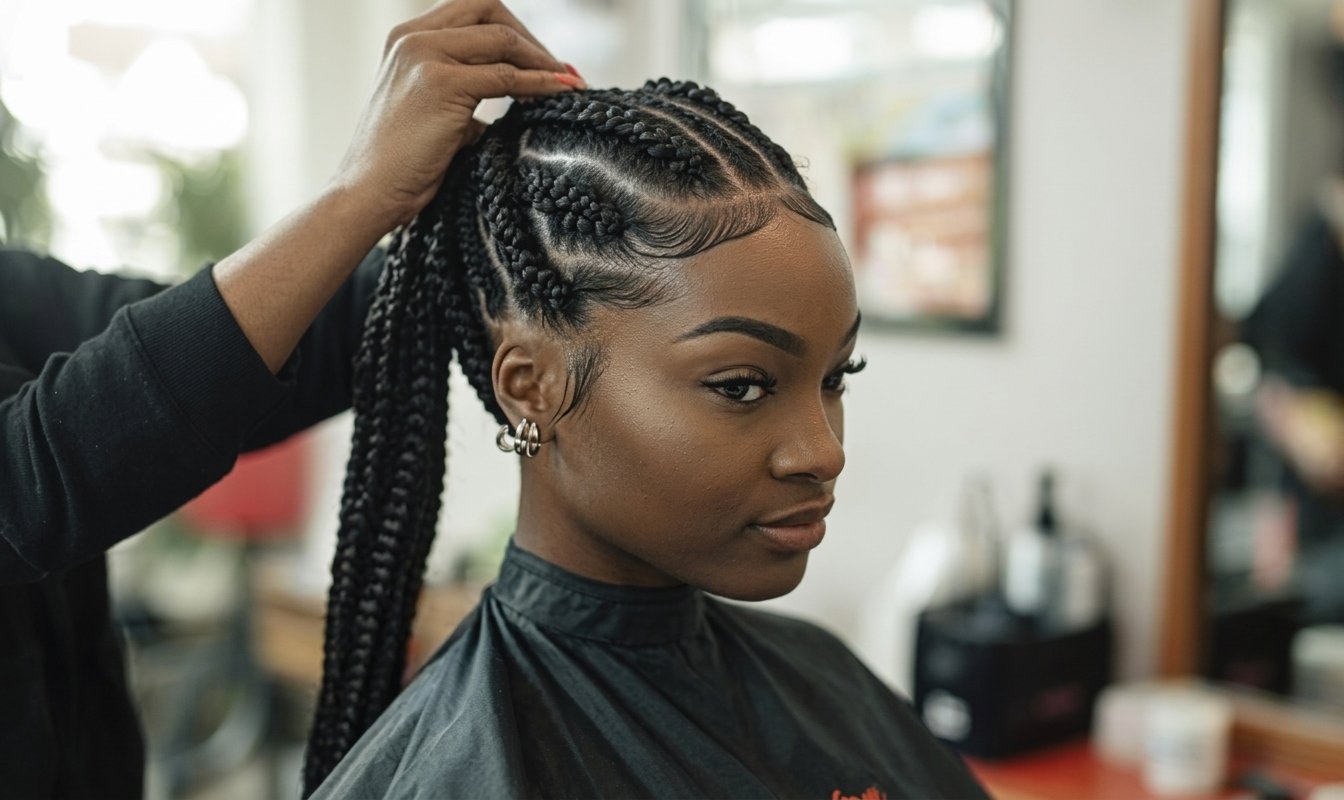 Hair and braiding service at Deluxe Glow Esthetic Bar