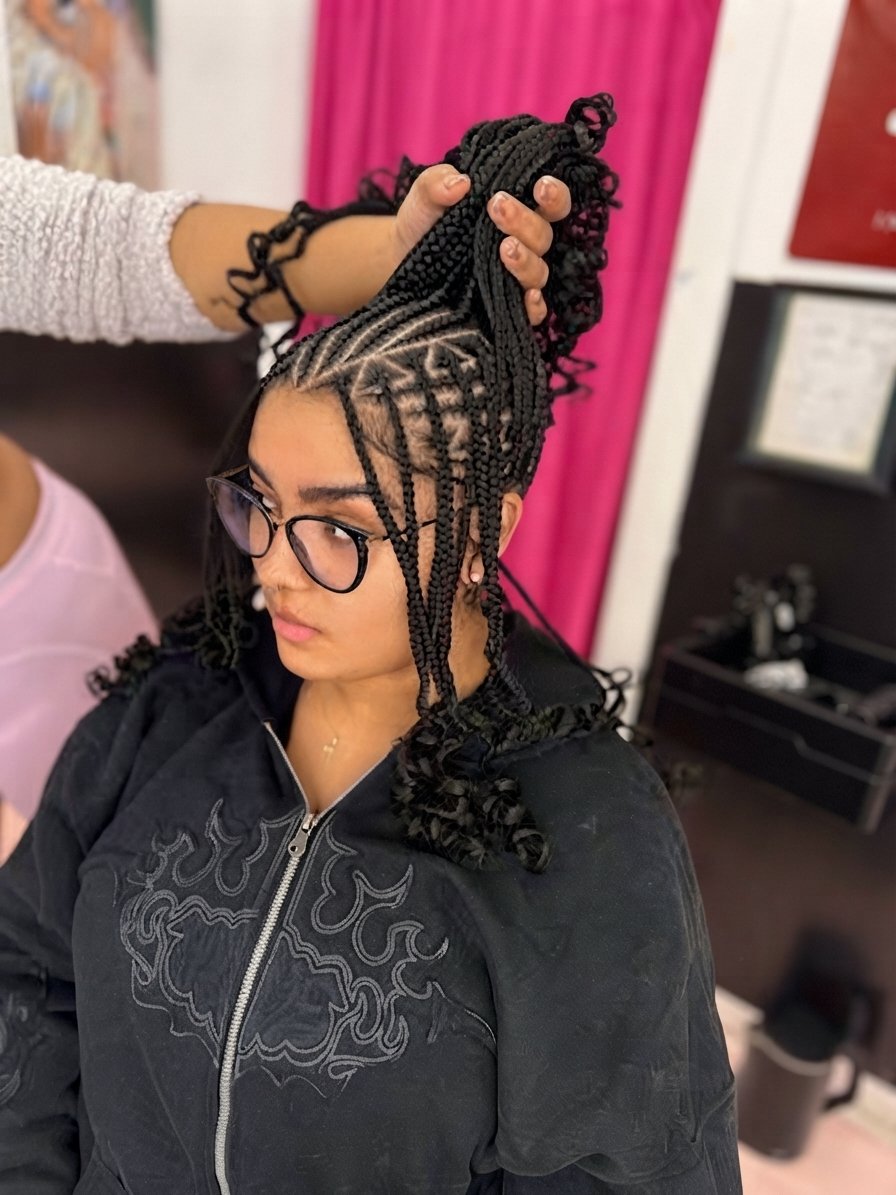 Hair and braiding beauty services at Deluxe Glow Esthetic Bar