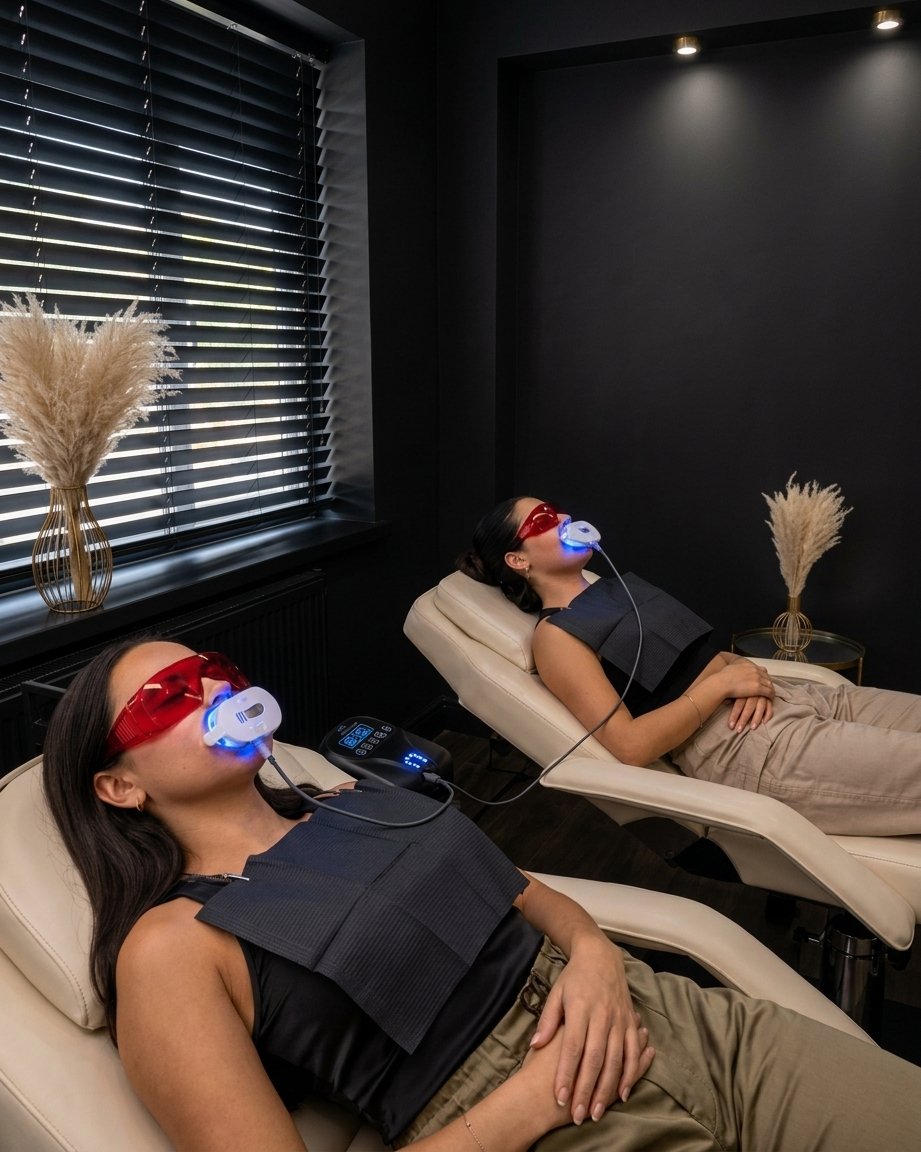 Teeth whitening experience at Deluxe Glow Esthetic Bar